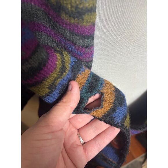 ALPS Women's Apparel Cardigan Sweater Wool Striped Cozy Aztec Southwestern Gray - Picture 3 of 5